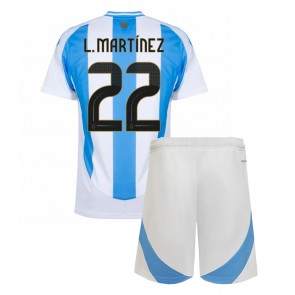 Argentina Lautaro Martinez #22 Hemmaställ Barn Copa America 2024 Kortärmad (+ Korta byxor)